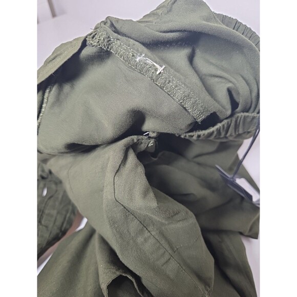 NEW LUCKY BRAND LINEN BLEND BROWN WIDE LEG TIE BACK CAPRI CROPPED JUMPSUIT XS - Picture 11 of 14